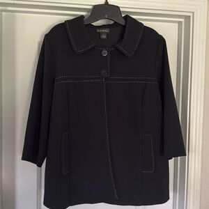 Lane Bryant size 18 black blazer with white stitching and half sleeves